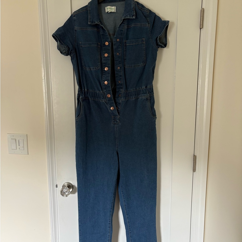 Denim Button-Up Jumpsuit